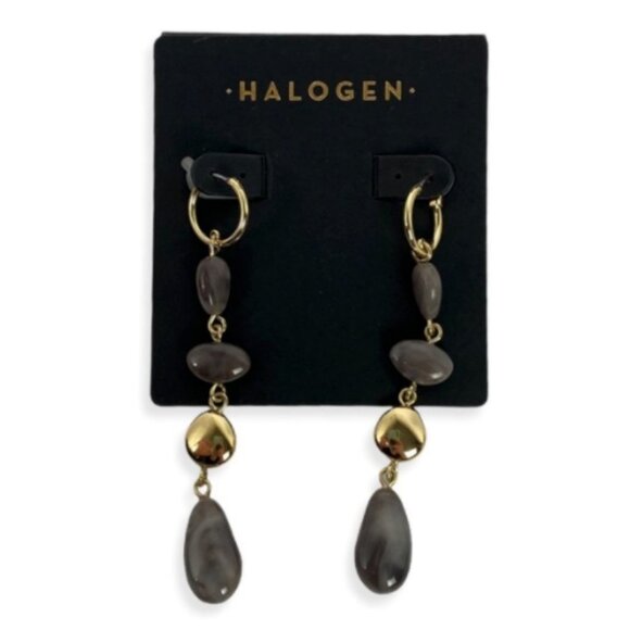 NWT Nordstrom Halogen Stone Dangle Earrings Bohemian Gold New With Tags Drop New - Picture 1 of 2